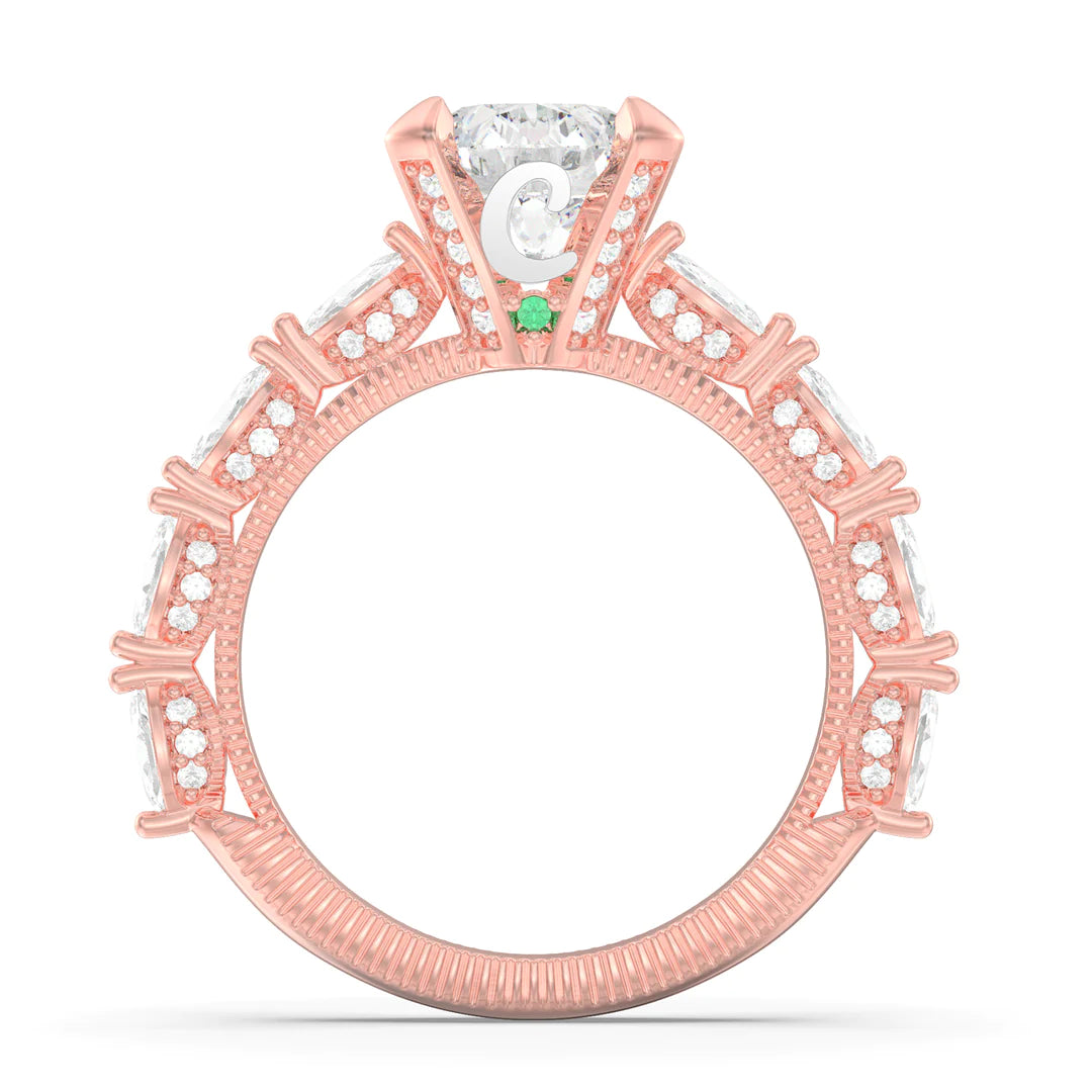 Premium Personalised Rose Gold Plated Moissanite Initials & Birthstones Ring