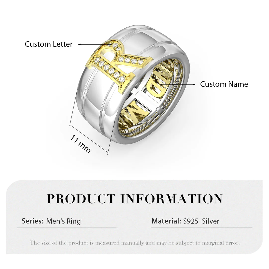 Premium Personalised Couples Initial & Names Band Ring