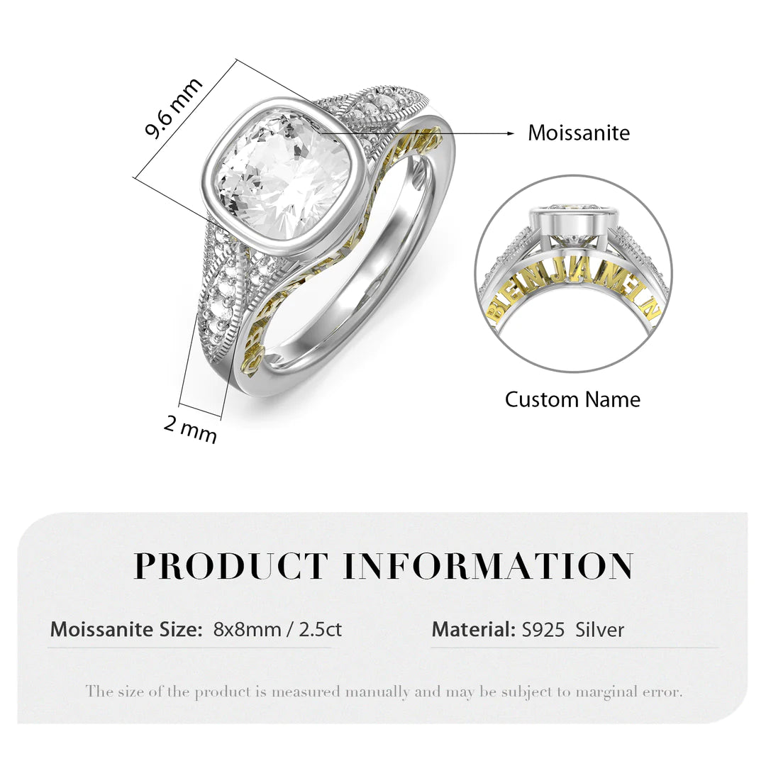 Premium Personalised Moissanite Names Ring