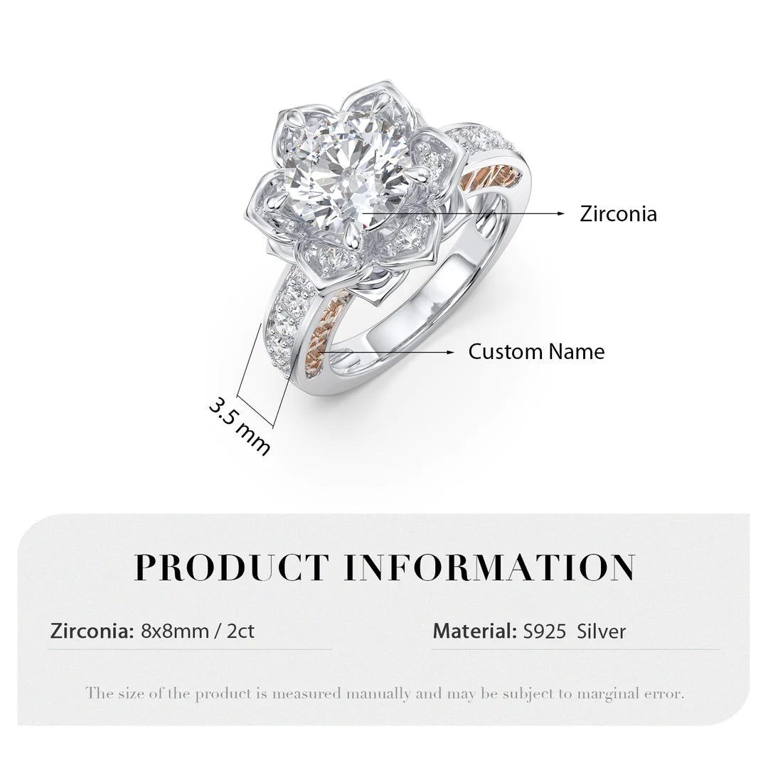Premium Personalised Moissanite Flower Names Ring