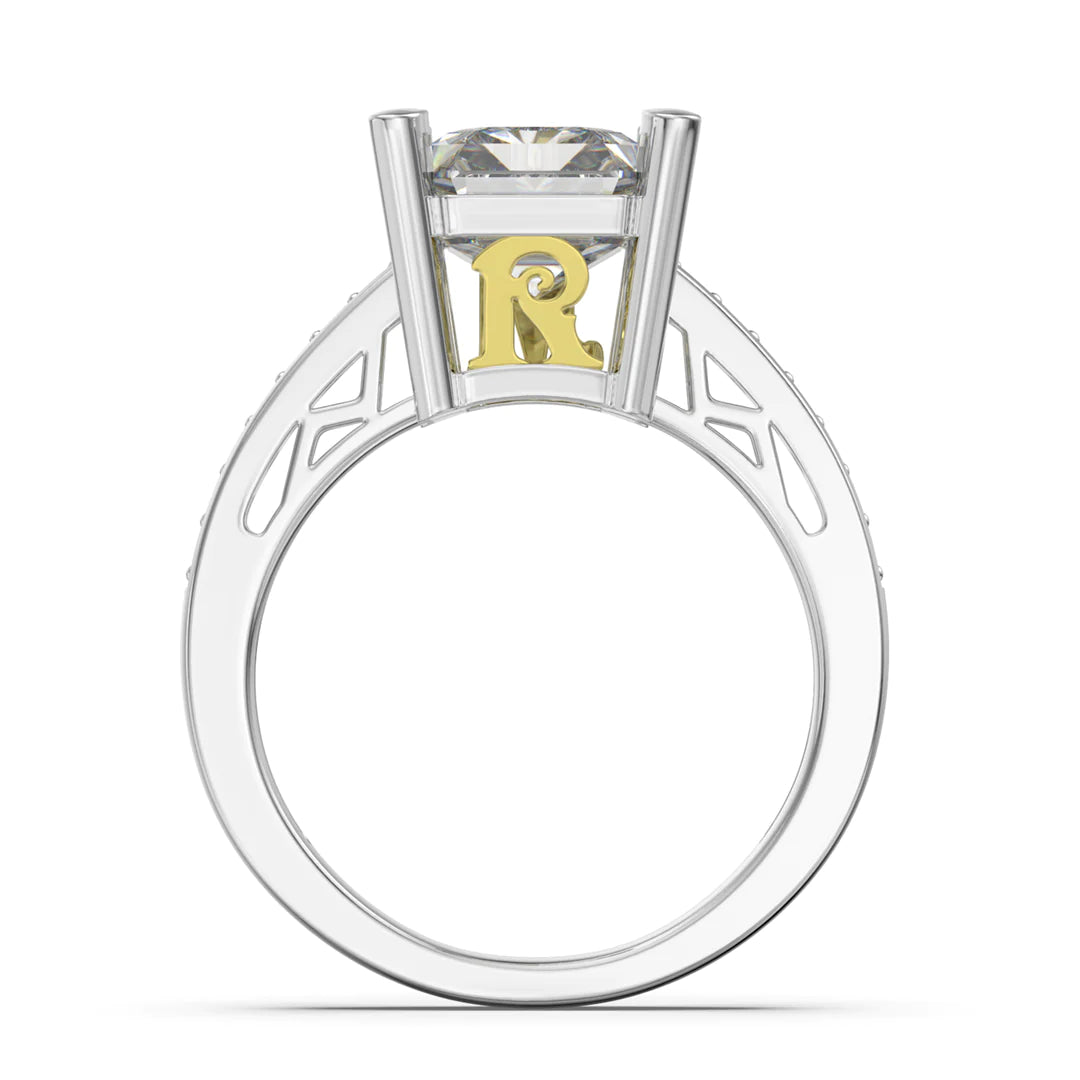 Premium Personalised Moissanite Princess Cut Initials Ring