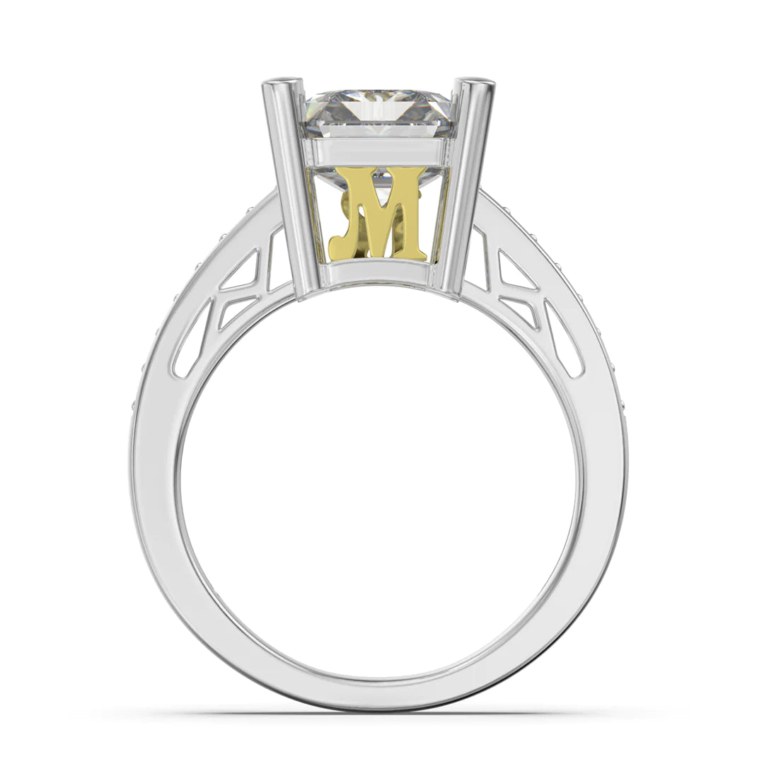 Premium Personalised Moissanite Princess Cut Initials Ring