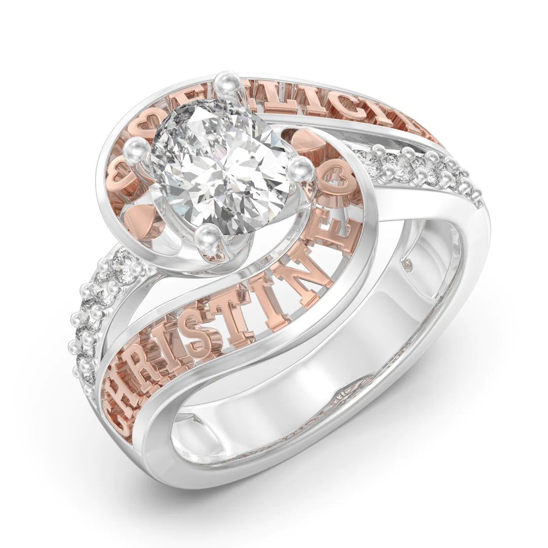 Premium Personalised Moissanite Names Ring