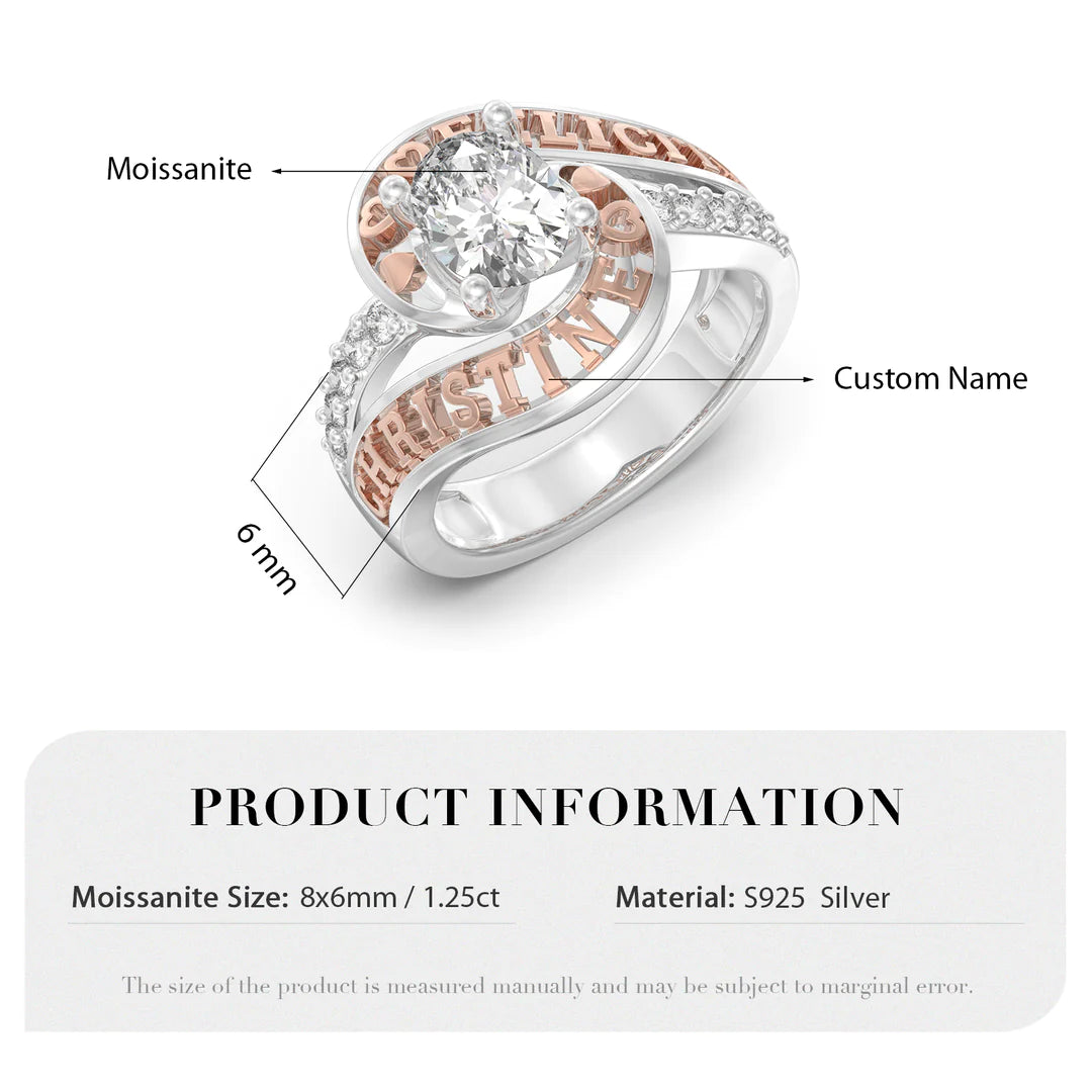 Premium Personalised Moissanite Names Ring