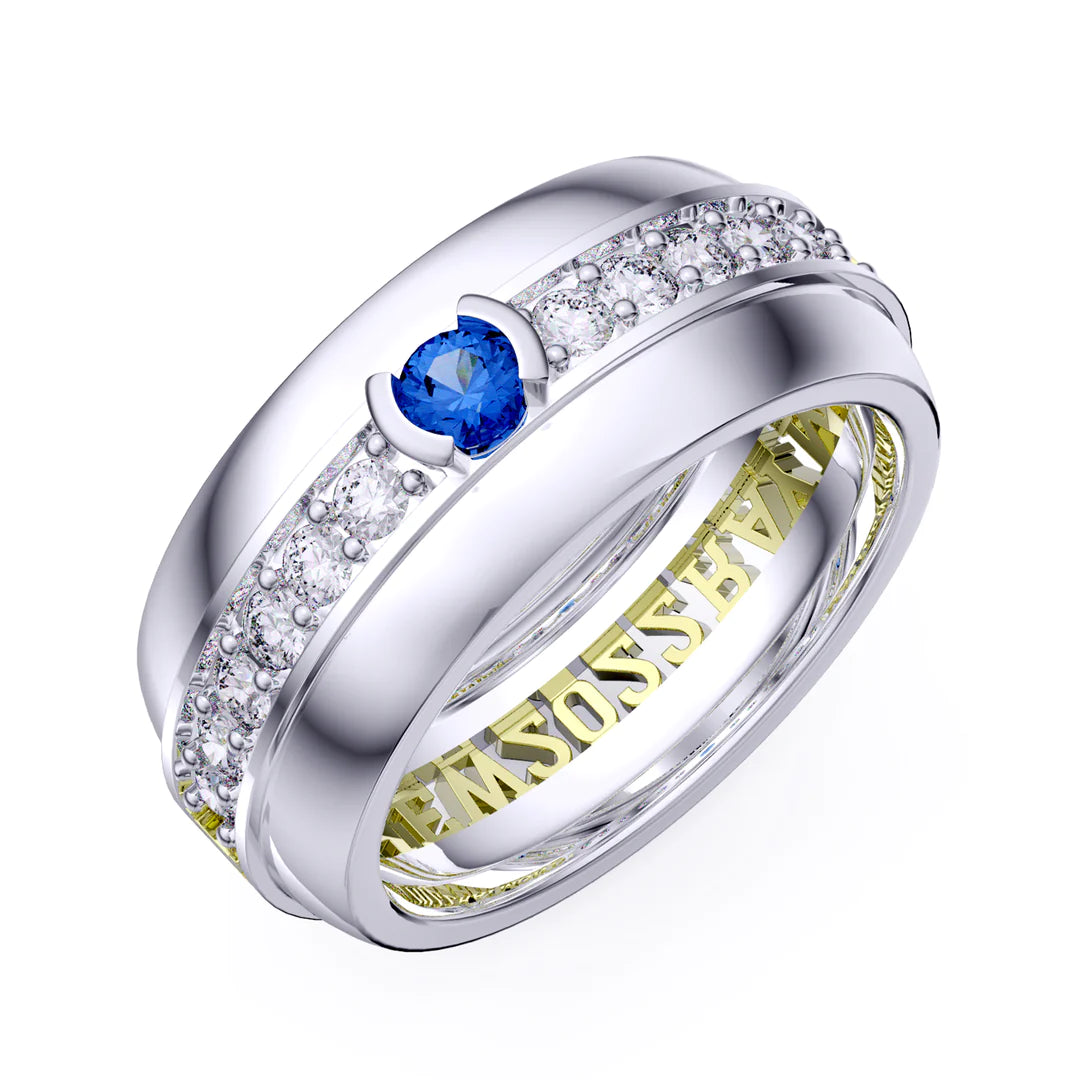 Premium Personalised Couples Names Date & Birthstones Ring