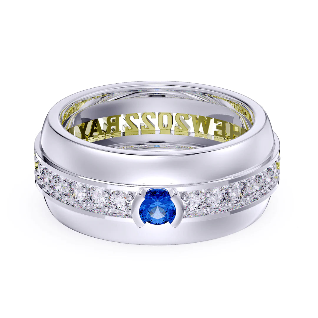 Premium Personalised Couples Names Date & Birthstones Ring