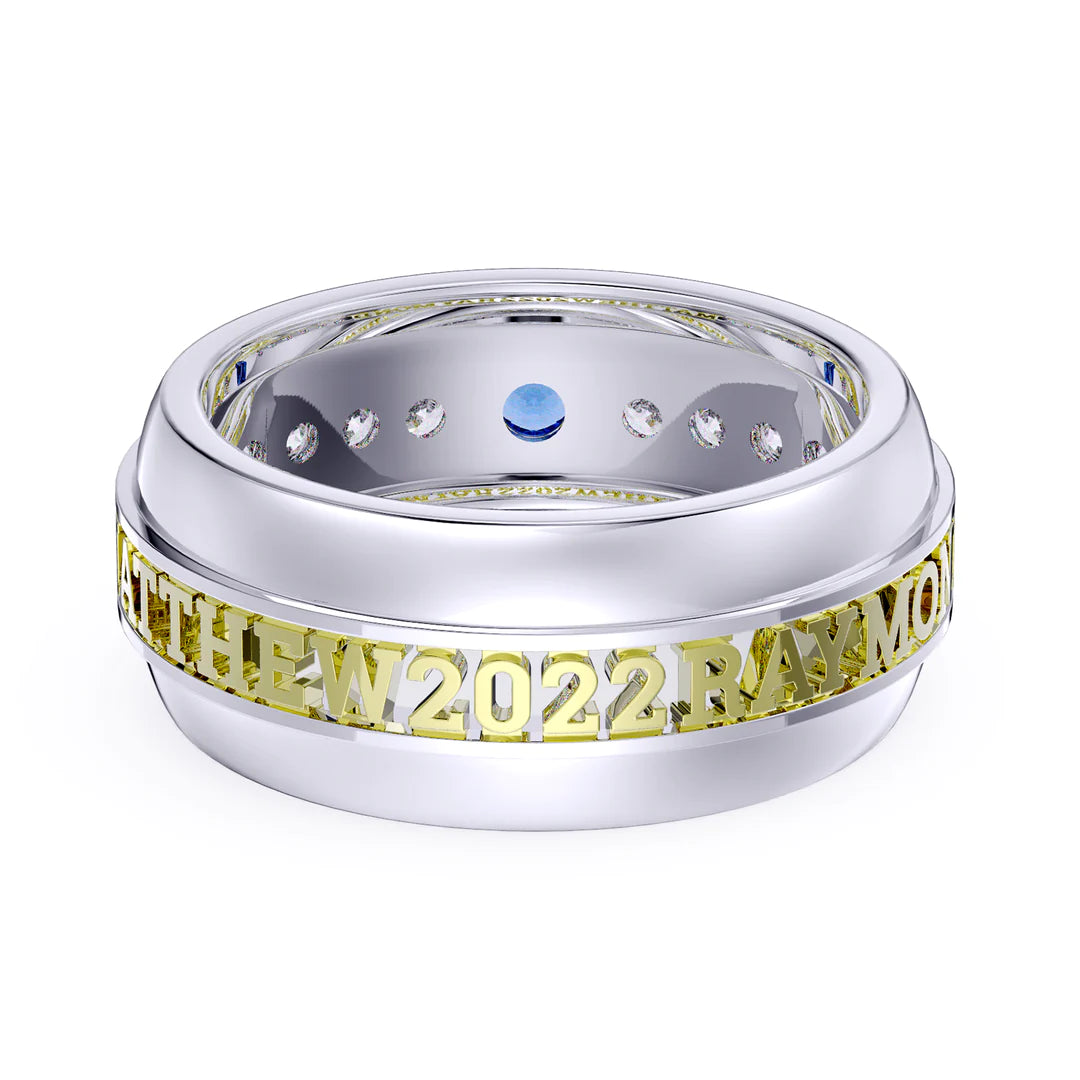 Premium Personalised Couples Names Date & Birthstones Ring
