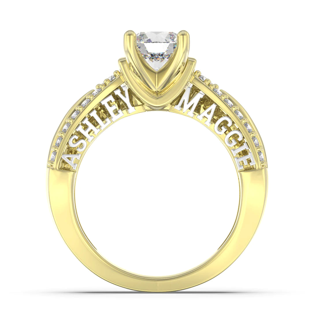 Premium Personalised Gold Plated Moissanite Names Ring