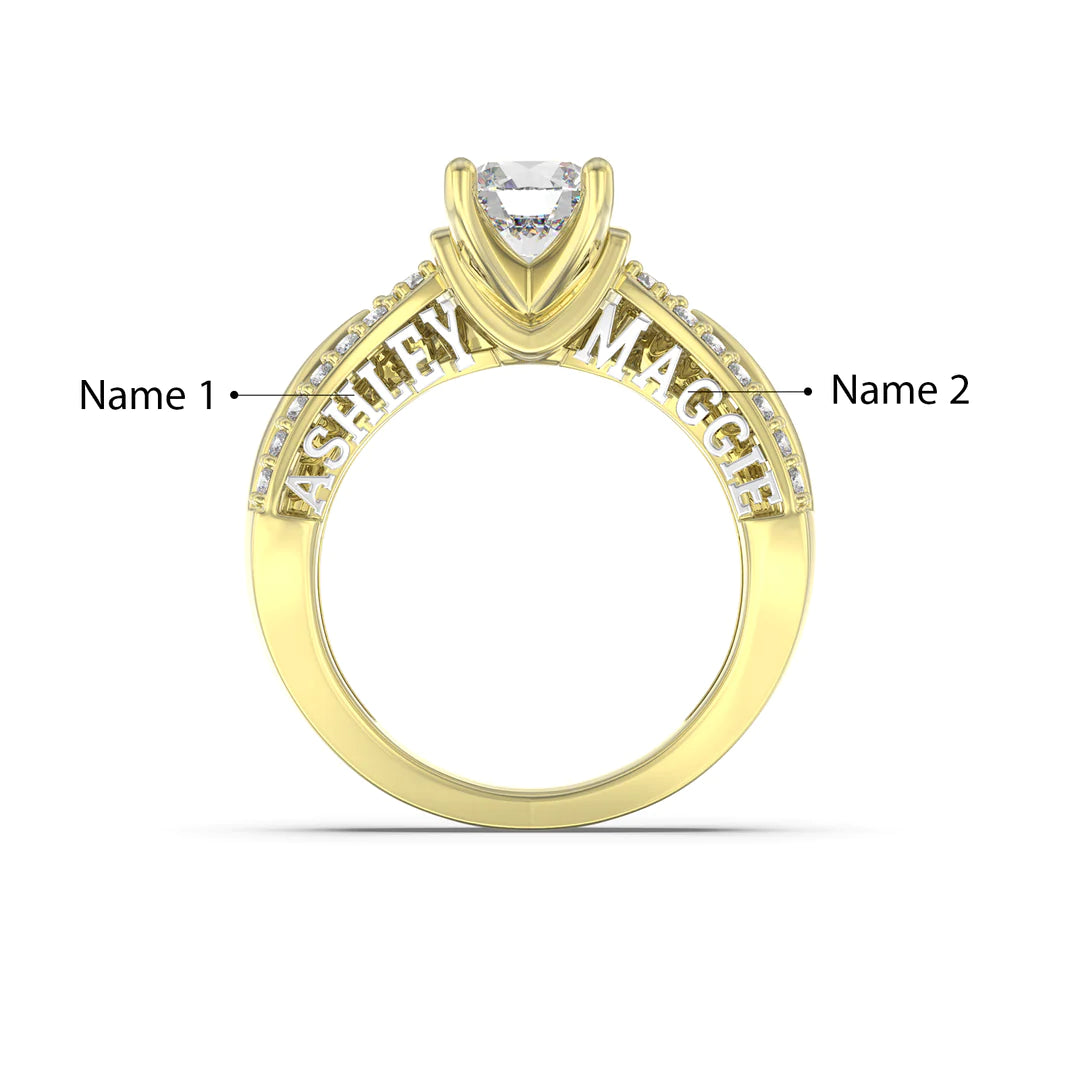 Premium Personalised Gold Plated Moissanite Names Ring