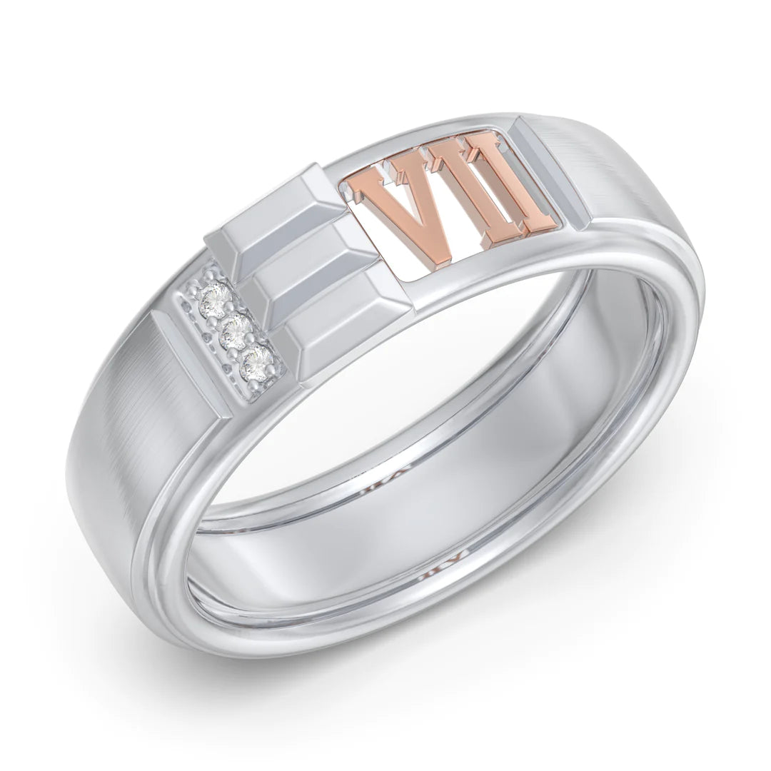 Premium Personalised Couples Roman Number Band Ring