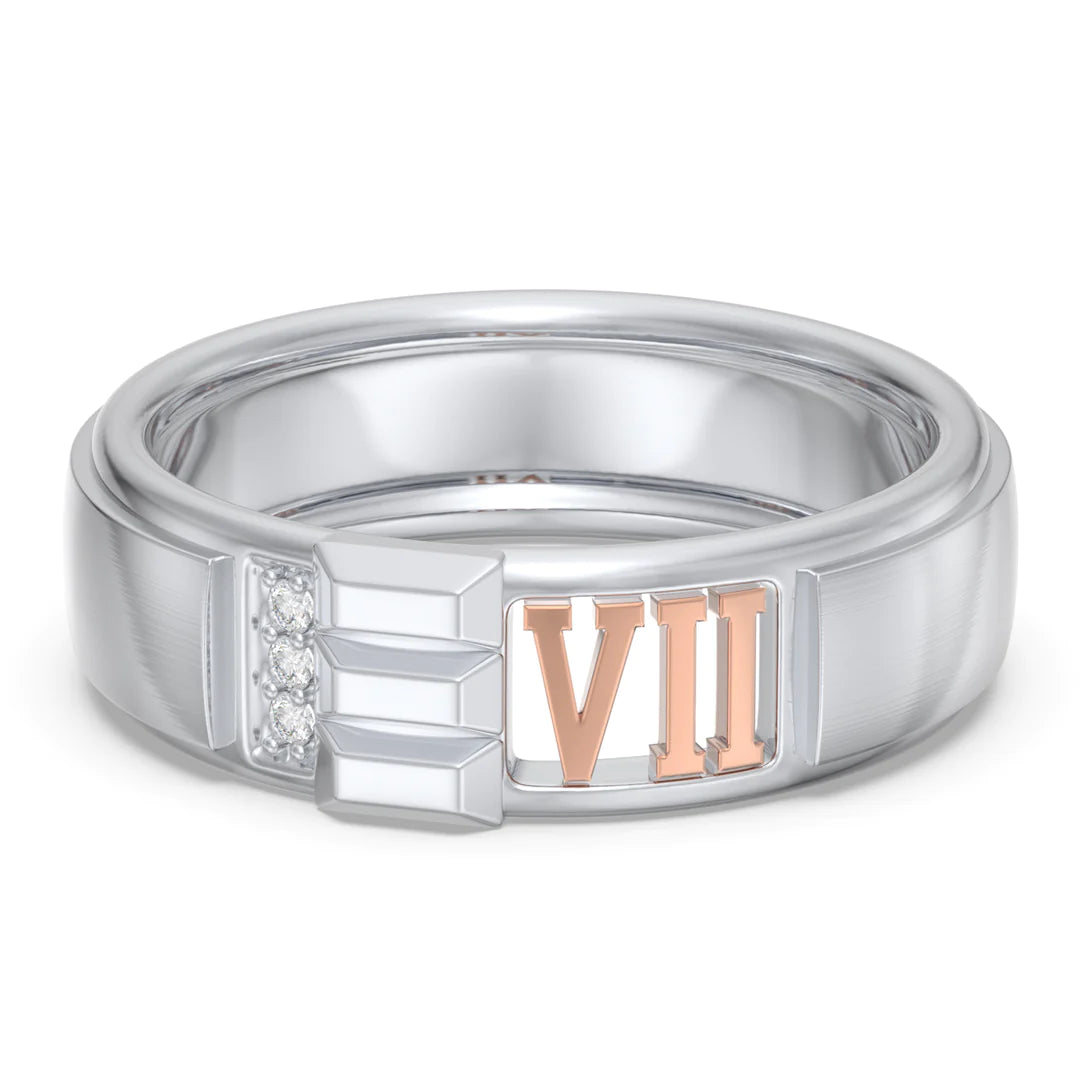 Premium Personalised Couples Roman Number Band Ring