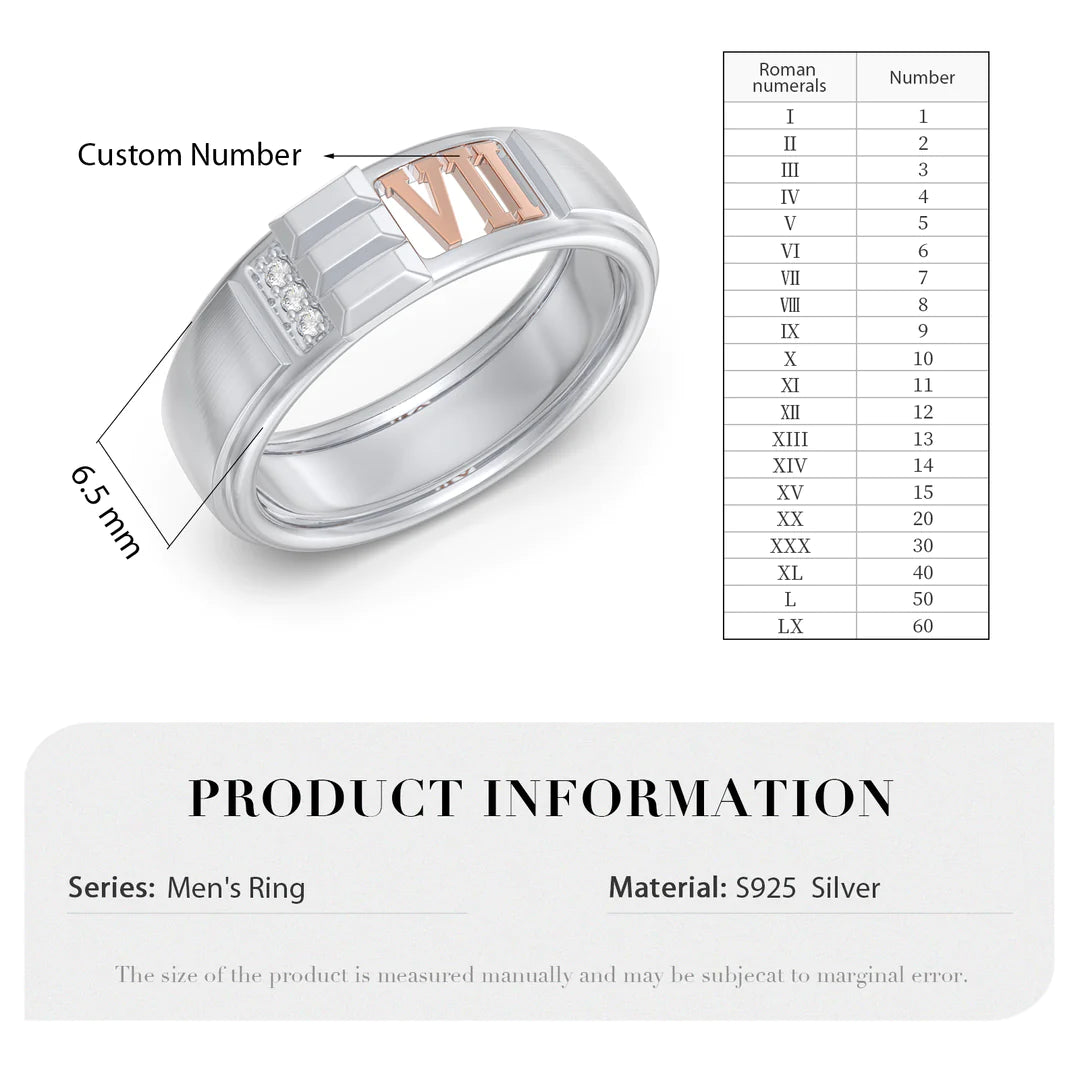 Premium Personalised Couples Roman Number Band Ring
