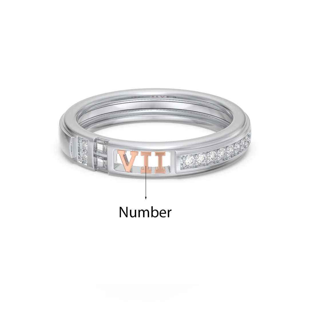 Premium Personalised Couples Roman Number Band Ring