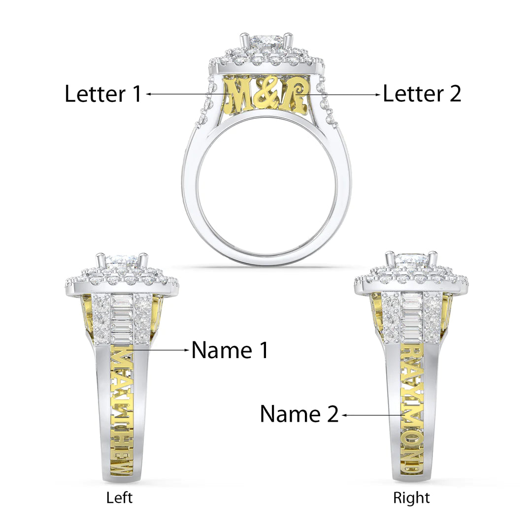 Premium Personalised Moissanite Names & Initials Ring