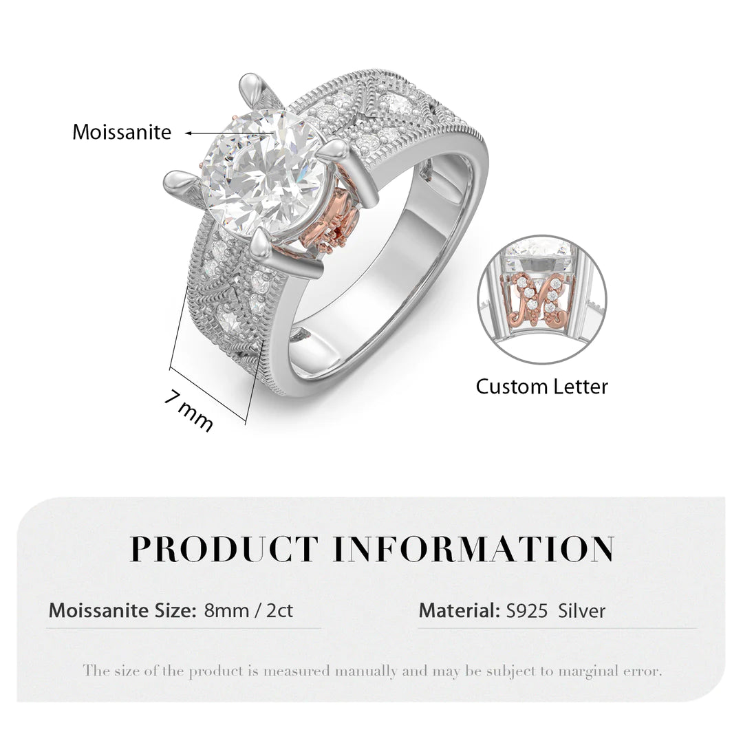 Premium Personalised Moissanite Initials Ring