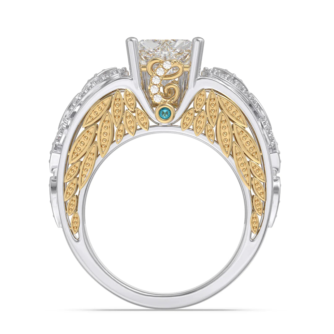 Premium Personalised Moissanite Angel Wings Initial & Birthstones Ring