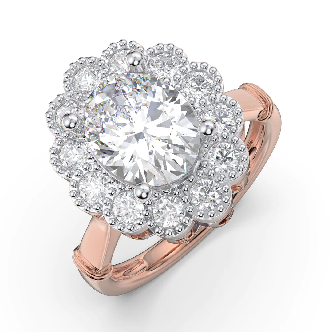 Premium Personalised Moissanite Flower Name Ring