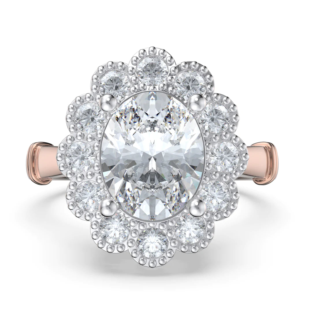 Premium Personalised Moissanite Flower Name Ring