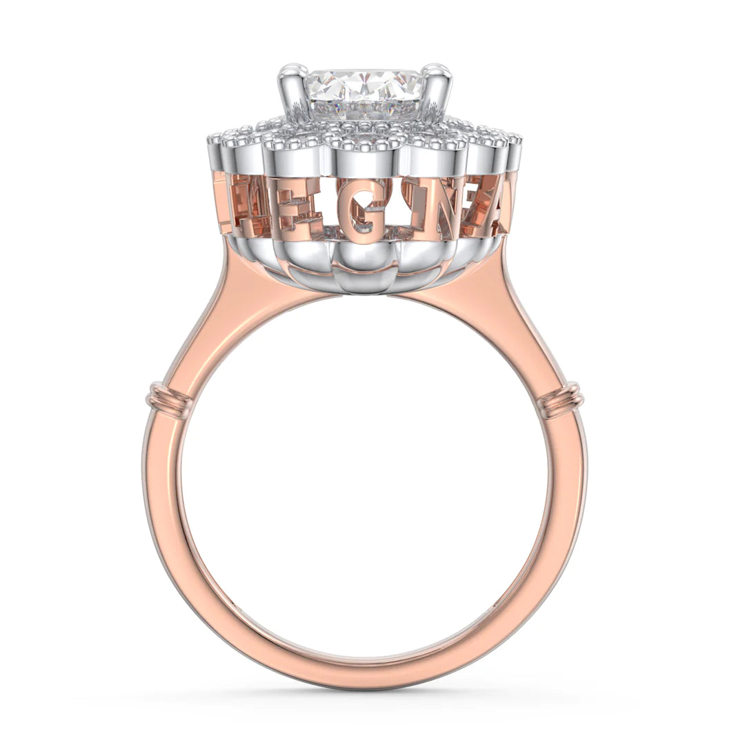 Premium Personalised Moissanite Flower Name Ring