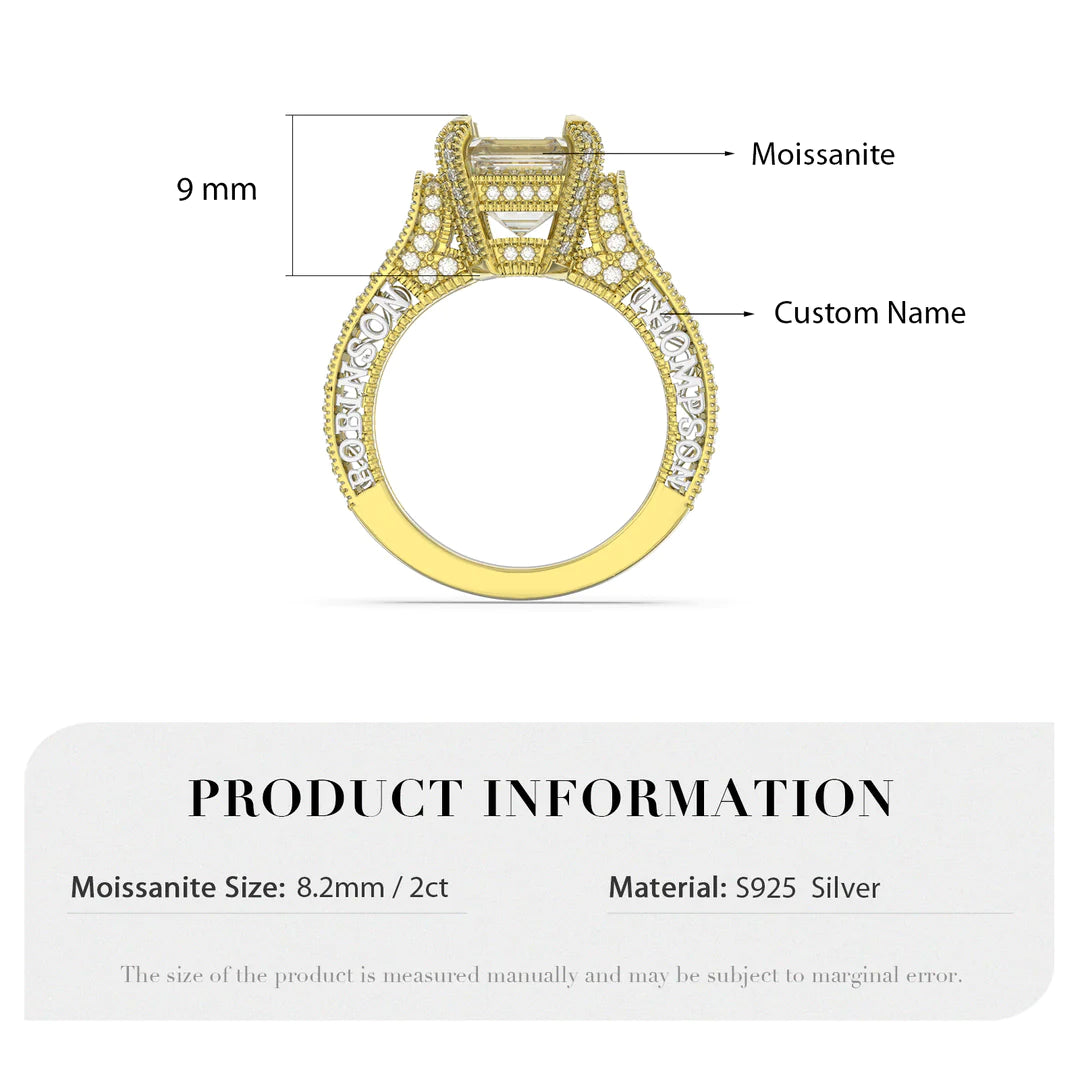 Premium Personalised Gold Plated Moissanite Names Ring
