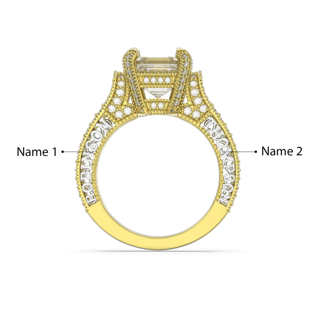 Premium Personalised Gold Plated Moissanite Names Ring