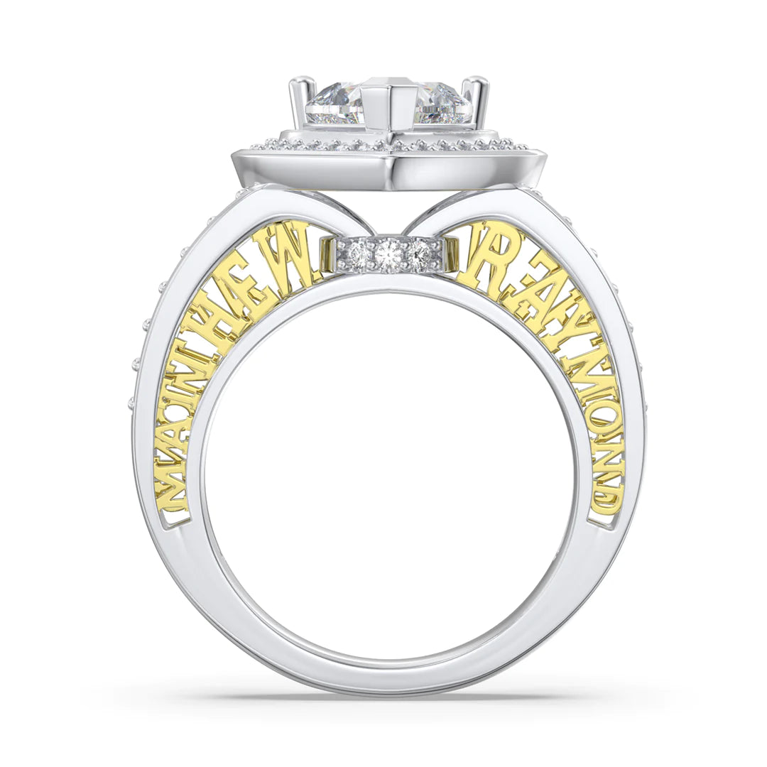 Premium Personalised Moissanite Heart Names Ring