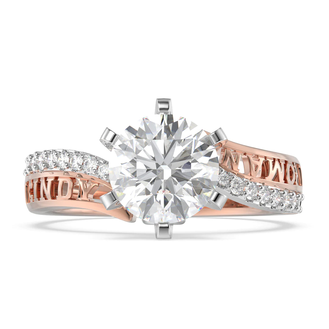 Premium Personalised Rose Gold Plated Moissanite Names & Birthstones Ring