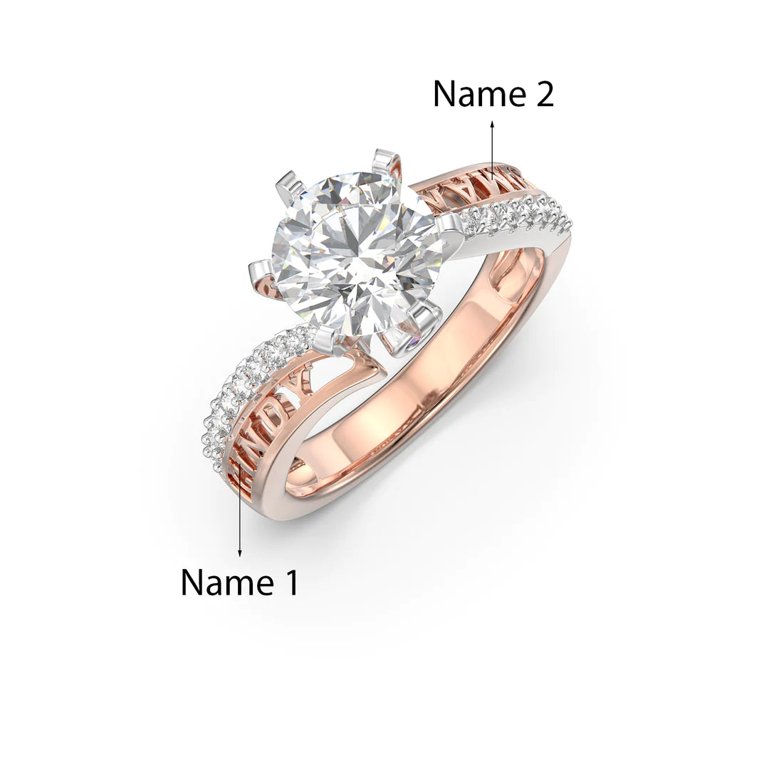 Premium Personalised Rose Gold Plated Moissanite Names & Birthstones Ring