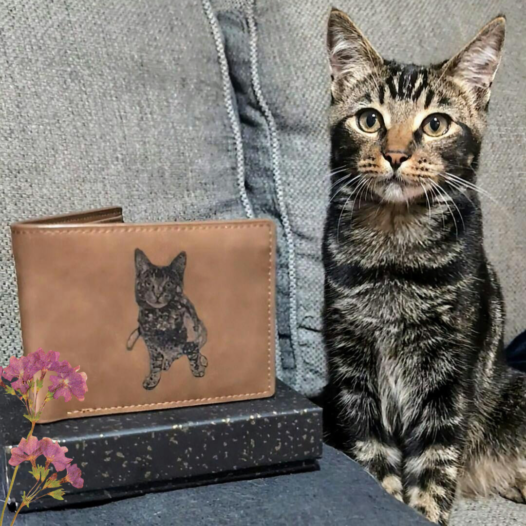 Men's Personalised Photo Engraved Brown Leather Wallet