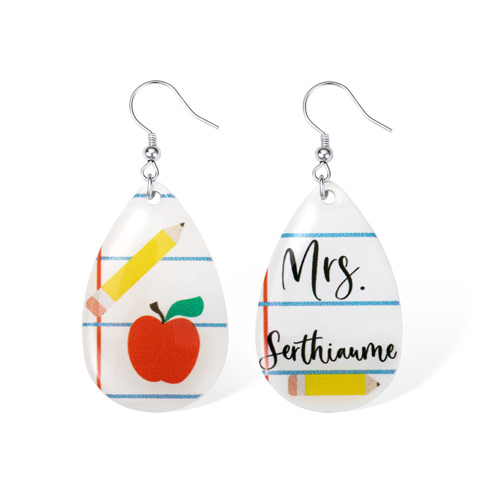 Teachers Personalised Dangle Earrings