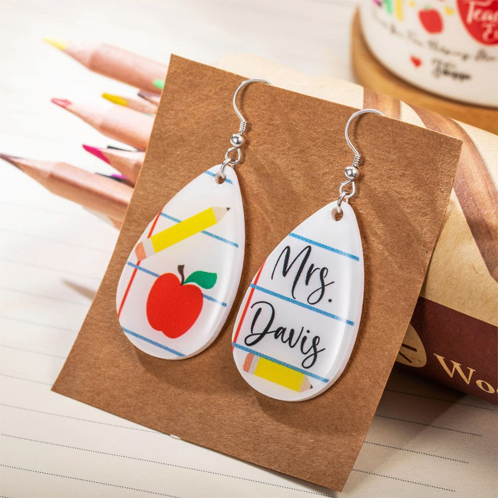 Teachers Personalised Dangle Earrings