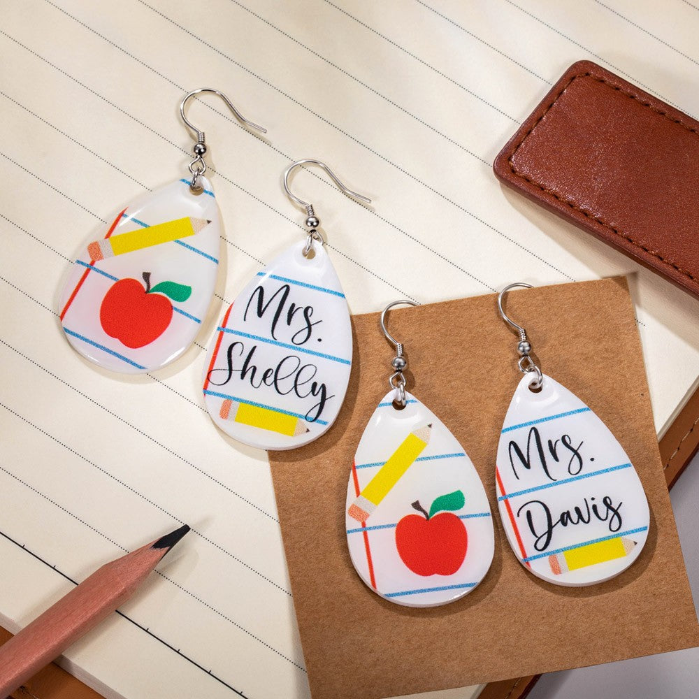 Teachers Personalised Dangle Earrings