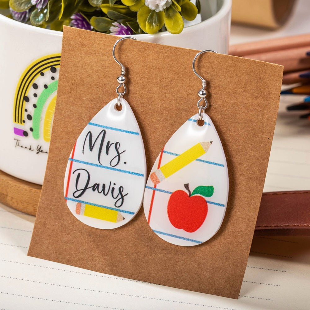 Teachers Personalised Dangle Earrings