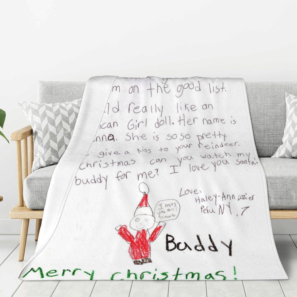 Personalised Christmas Handwritten Letter or Drawing Blanket