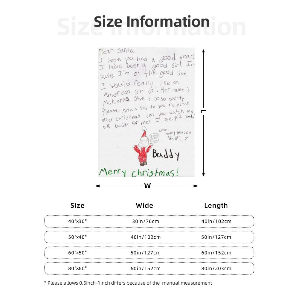 Personalised Christmas Handwritten Letter or Drawing Blanket
