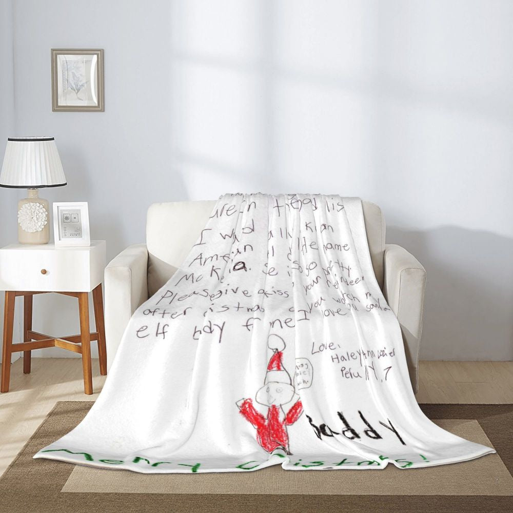 Personalised Christmas Handwritten Letter or Drawing Blanket