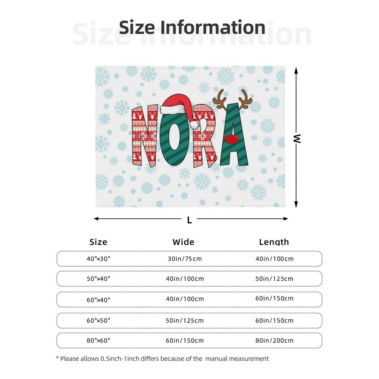 Personalised Kids Christmas Name Blanket