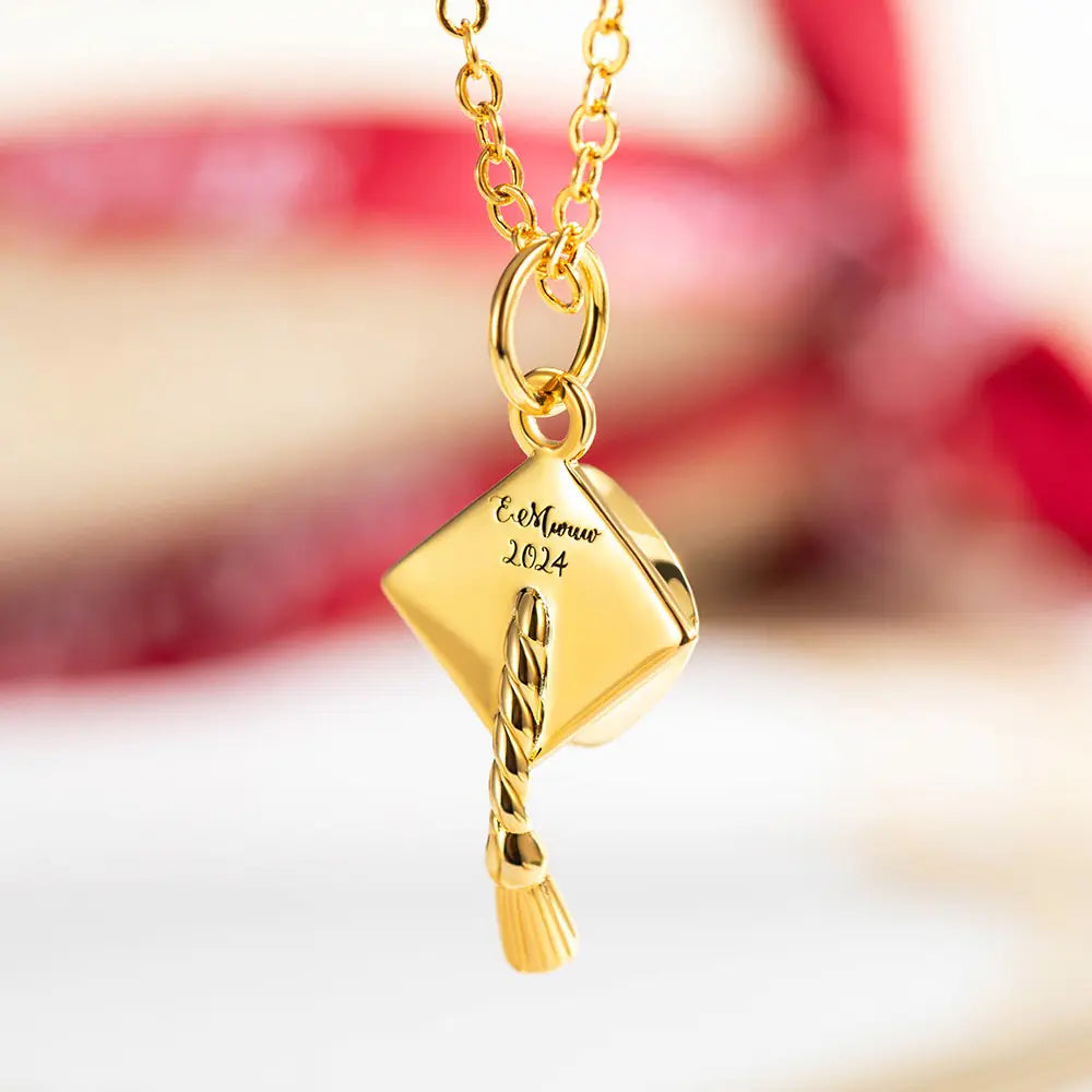 Personalised Graduation Mortar Board Hat Necklace