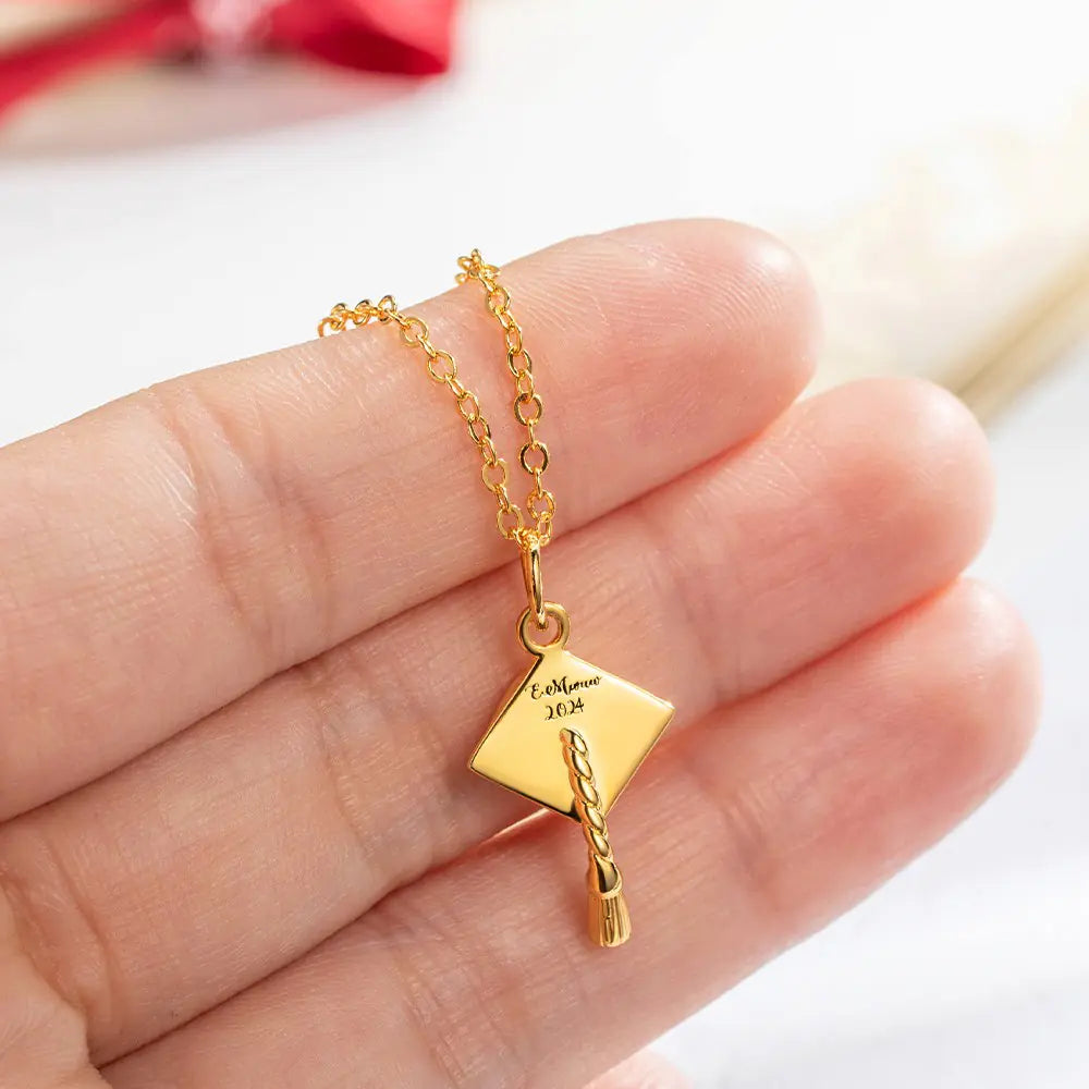 Personalised Graduation Mortar Board Hat Necklace