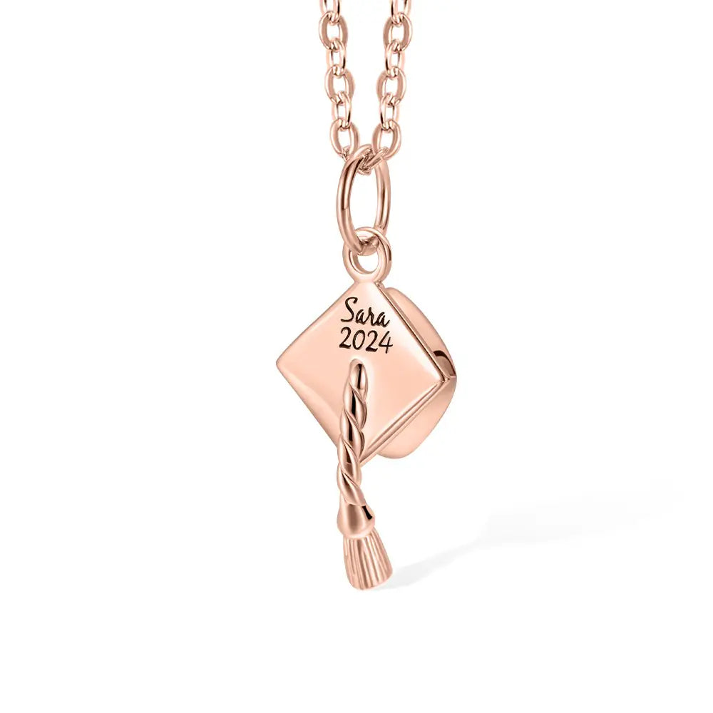 Personalised Graduation Mortar Board Hat Necklace