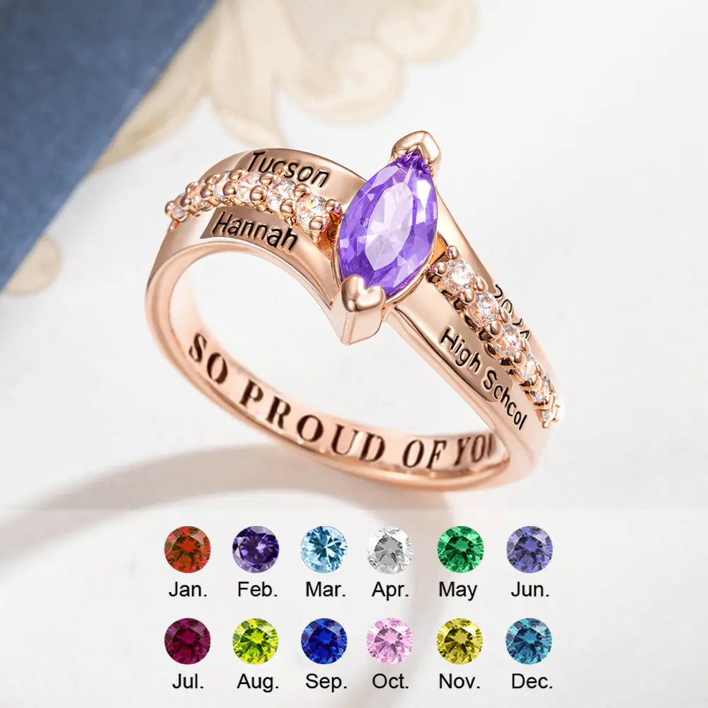 Personalised Graduation Birthstone Ring