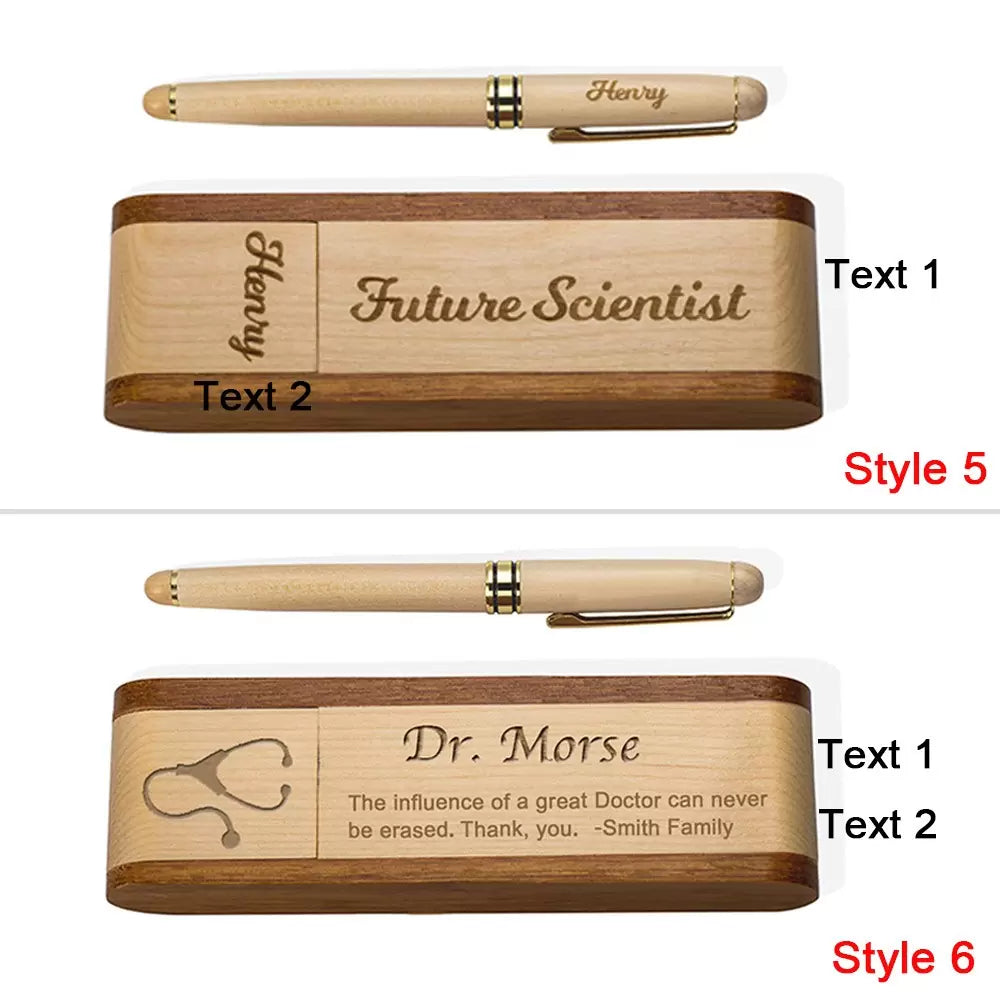 Personalised Wooden Pen & Case Set