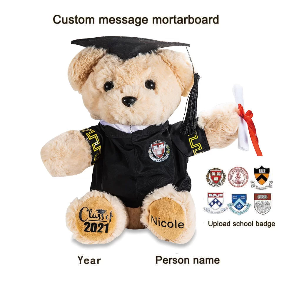 Custom Graduation Teddy Bear with School Badge