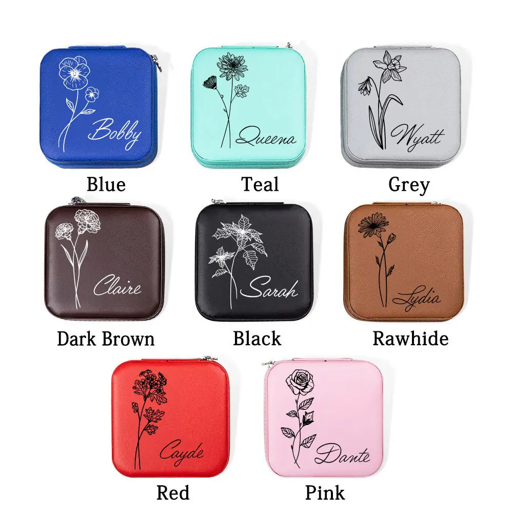 Birth Flower Personalised Jewellery Box Case