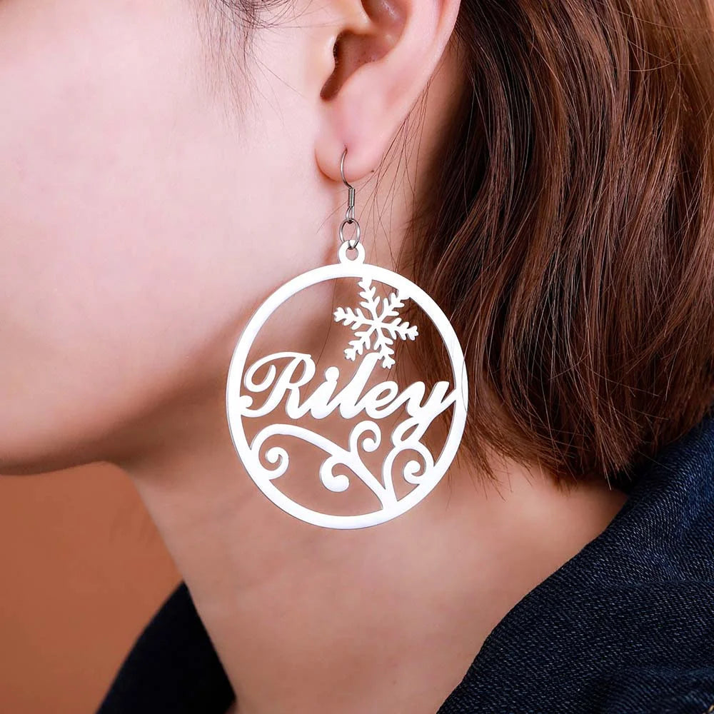 Christmas Name Hoop Personalised Earrings