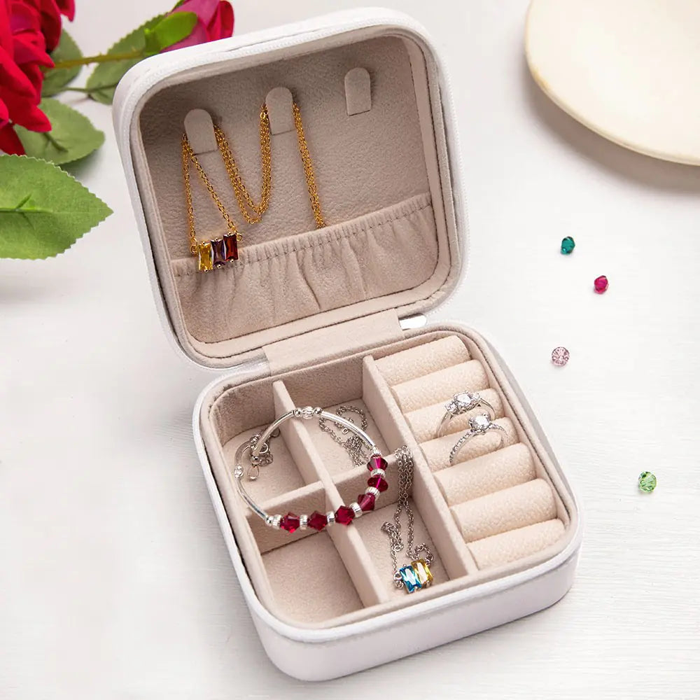Watercolour Birth Flower Personalised Name & Date Jewellery Box Case