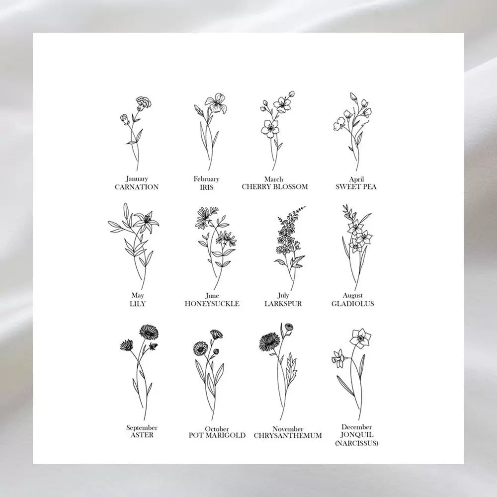 Personalised Birth Flower Name & Initial Keyring