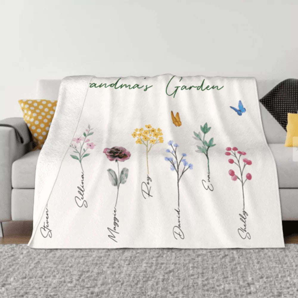 Personalised Grandma’s Garden Flower Blanket
