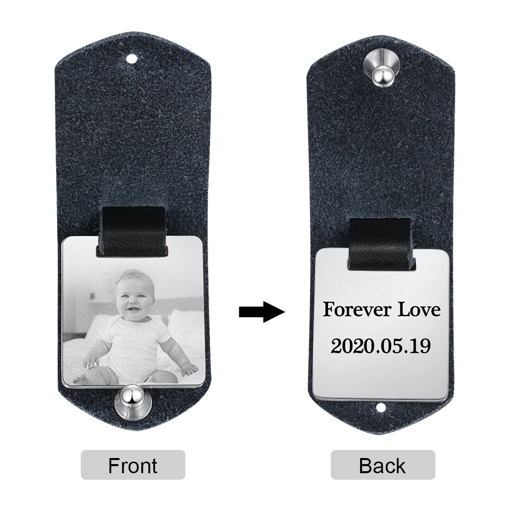 Personalised Leather Photo Keyring