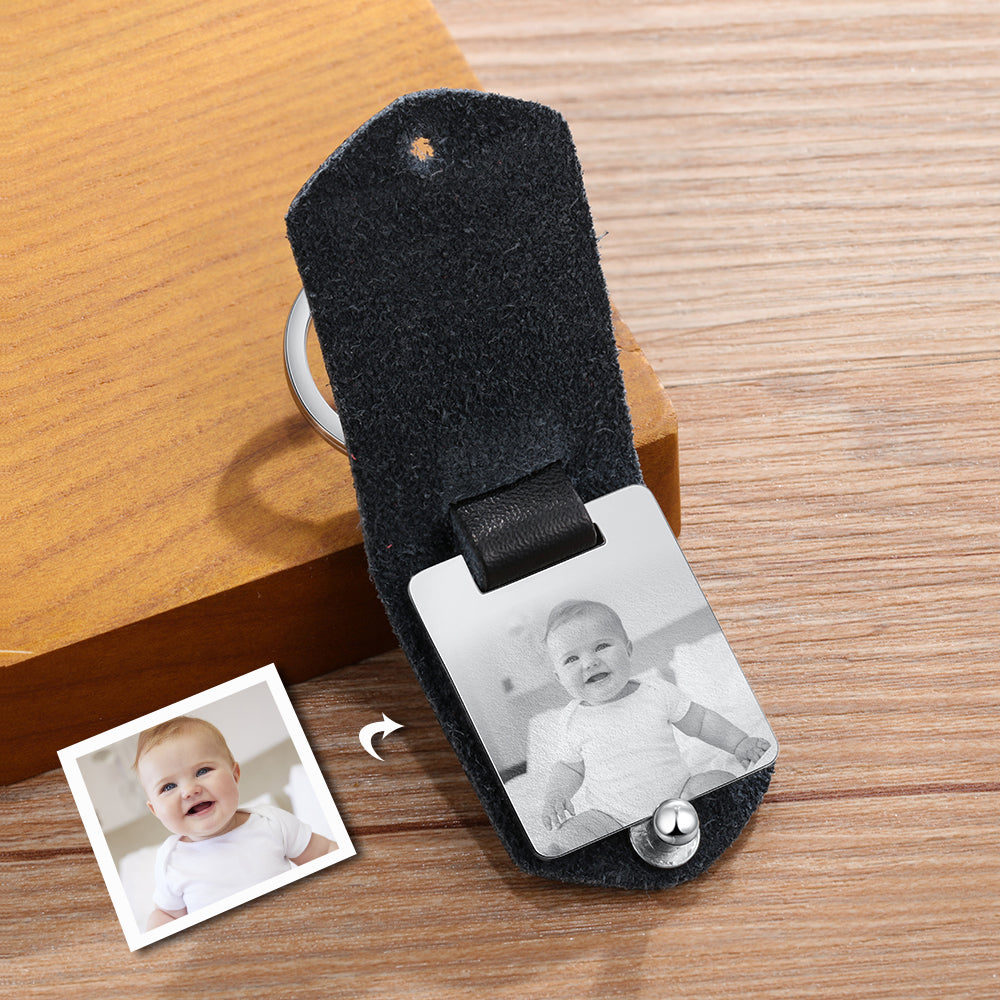 Personalised Leather Photo Keyring